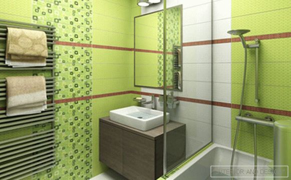 Плитка зеленого кольору в інтер'єрі ванної - 1