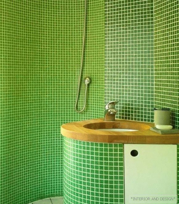 Плитка зеленого кольору в інтер'єрі ванної - 2
