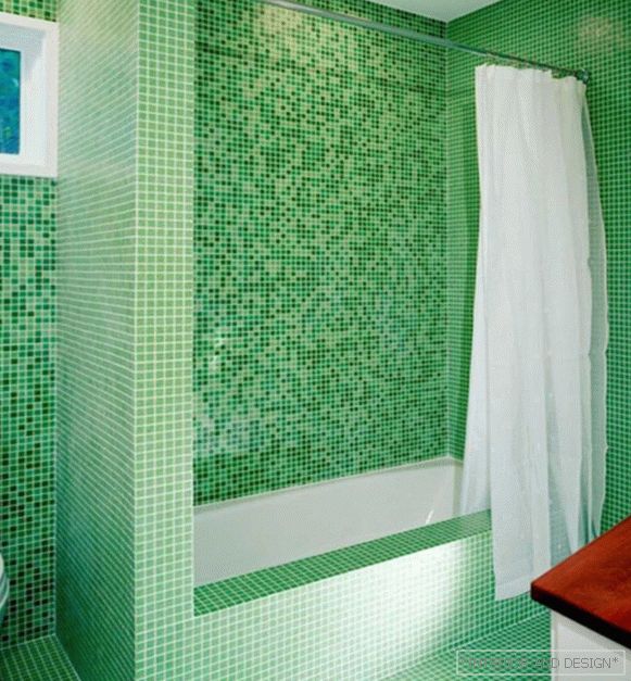 Плитка зеленого кольору в інтер'єрі ванної - 3