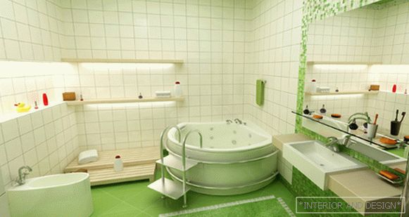Плитка зеленого кольору в інтер'єрі ванної - 4