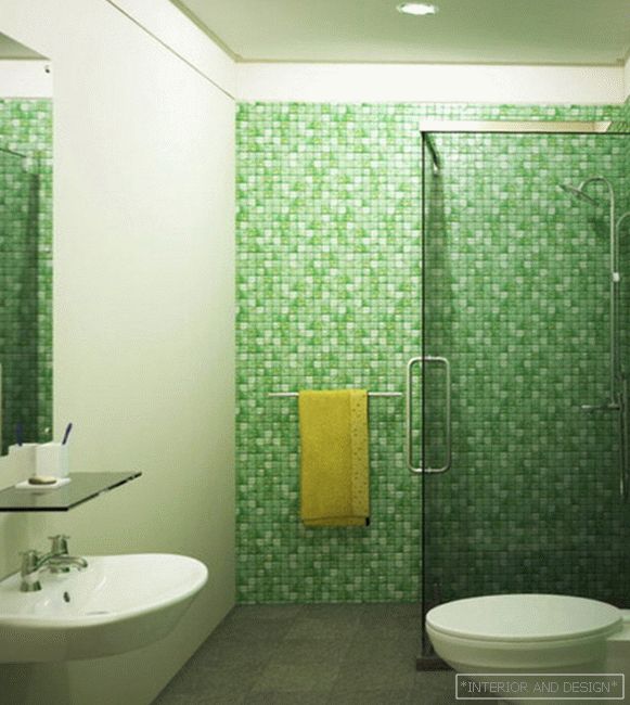 Плитка зеленого кольору в інтер'єрі ванної - 5