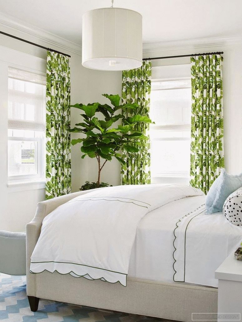 зелені штори для спальни 1