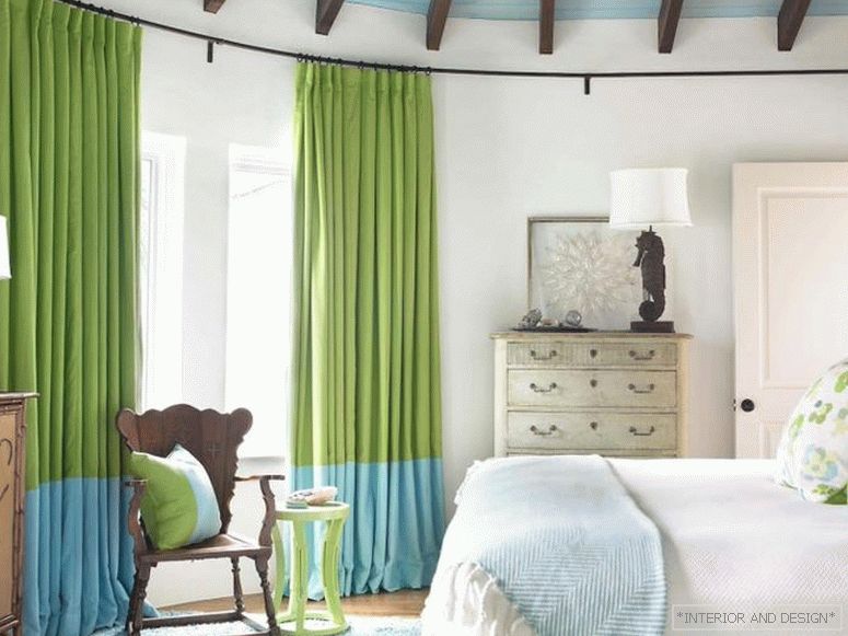 Зелені штори для спальні 3