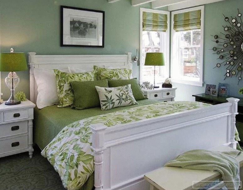 Зелені штори для спальні 5