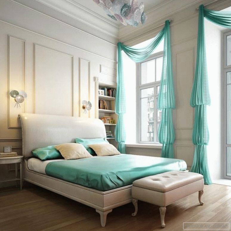 зелені штори для спальни 10
